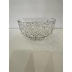 Vintage Cut Crystal Large Bowl 7 5/8” X 4 1/4” With Decorative Border